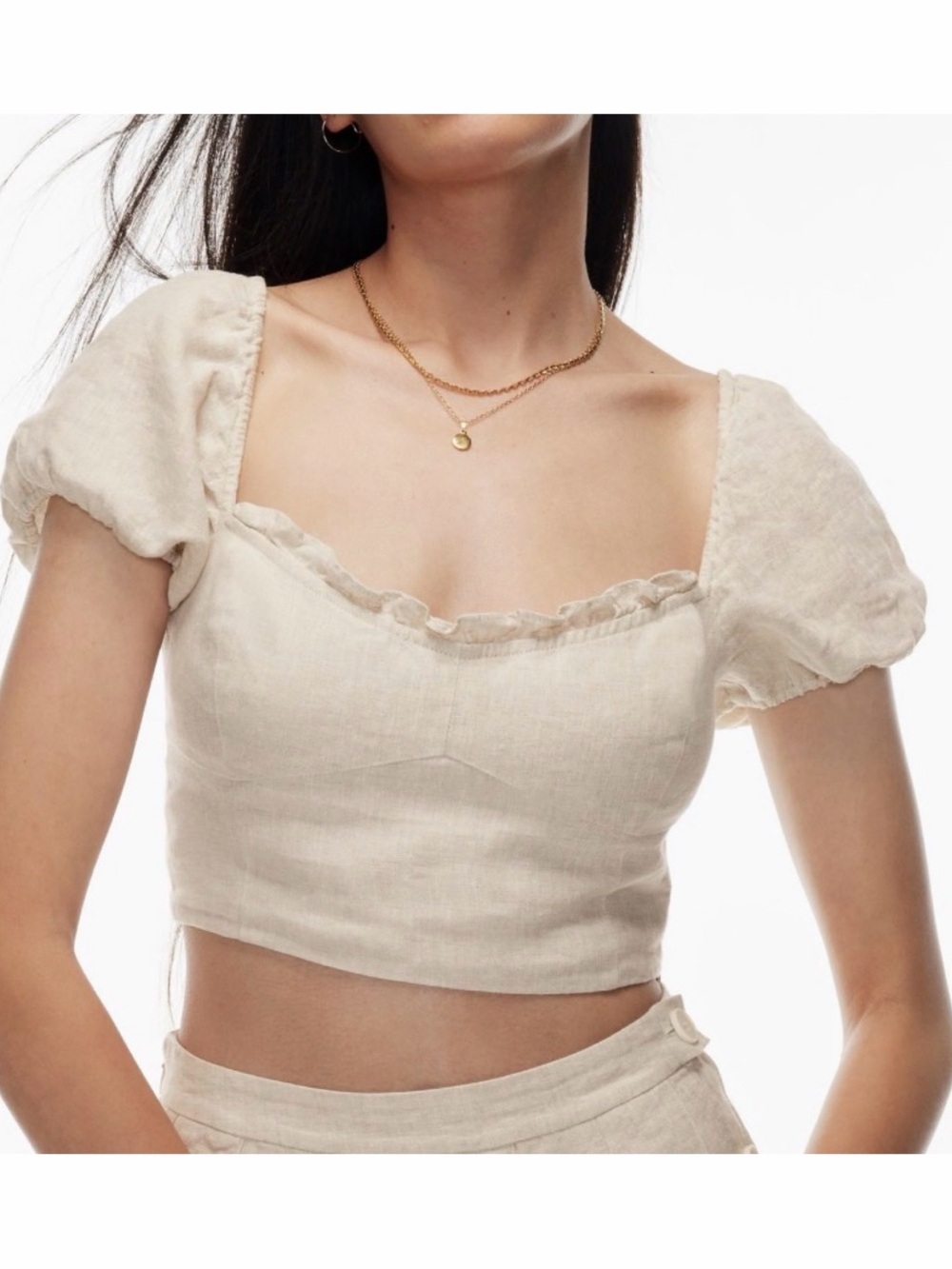 Aritzia Wilfred Wander Linen Blouse Beige